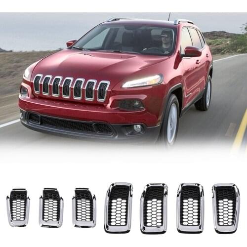 68138335AB Front Insert Mesh Grille Trim Cover Honeycomb Grill Clip-in for Jeep Cherokee 2014-2018