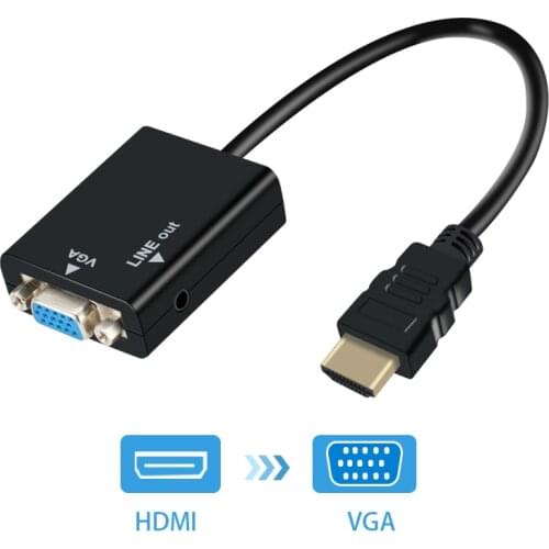 New VGA Male to HDMI Female Converter Adapter Cable With Audio Output 1080P VGA HDMI Adapter