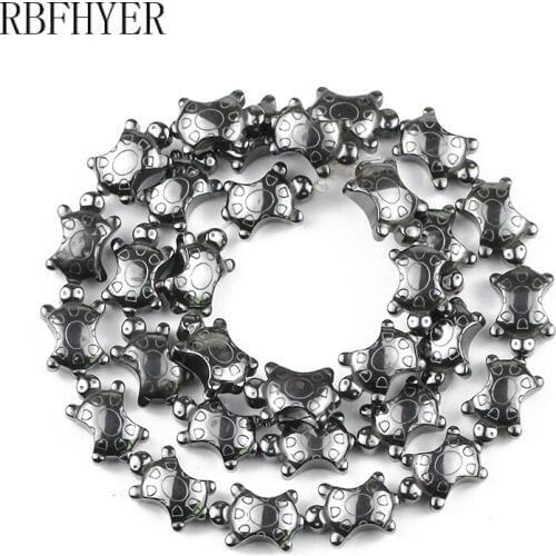 Tortoise Pendant turtle Shaped Nature Black hematite stone Charm Jewelry for DIY Necklace Spacer Loose beads making accessories