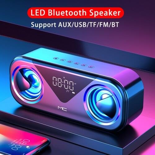 H9 Portable Bluetooth Wireless Speaker Better Bass With 3000mAh Battery LED Flash Wireless Loudspeaker FM Radio Alarm Clock