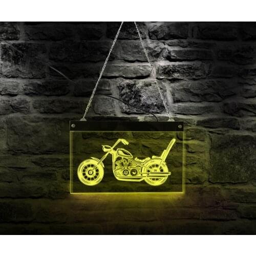 Retro Motorcycle Garage LED Hanging Neon Sign Motorbike Vehicle Transportation Lighting Plaque Wall Decor Art Bikers Racers Gift