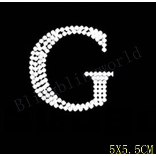 Rose GG Alphabet Letter G letter U letter C letter I hot fix rhinestones motif heat transfer for DIY Gucicci GG LOGO image