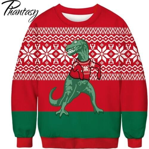 Phantasy Christma Sweatshirt Dragon Dinosaur Blouse Shirts 3D Printed Pullover Autumn Winter Clothes Men Women Tops Outwear