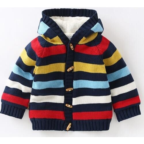 Fleece Kids Sweater Long Sleeve Hooded Baby Girl Sweater Autumn Winter Christmas Sweater