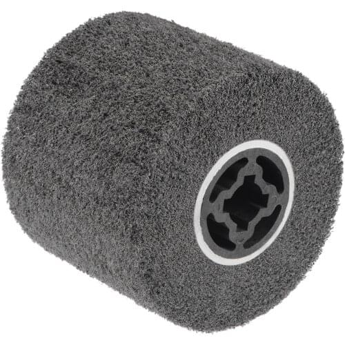 Uxcell 120mmx100mm Non-Woven Polishing Burnishing Wheel Nylon Wire Drawing Abrasive Flap Wheel 60 Grit for Stainless Steel