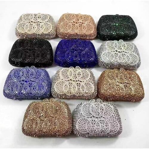 XIYUAN Customed Crystal Clutch 11 Colors Champagne/Green/Silver Bags Evening Diamond Party Purse Designer Women’s Prom Handbags