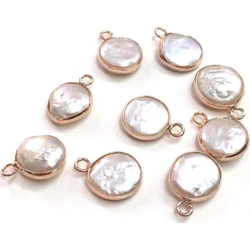 2Pcs Button-shaped Pearl Pendant For DIY Necklace Bracelet Sewing Craft Jewelry Accessory Making