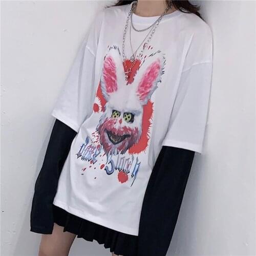 Halloween Tshirt Women 2019 Gothic black Letter Print Harajuku Spoof Personality y2k New Tops Casual Loose Female Clothing