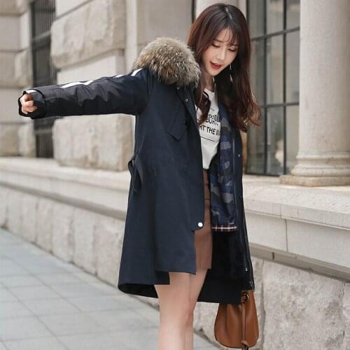 Rabbit Raccoon Collar Rex Winter Coat Real Fur Parka for Women Clothes 2020 FXY2002 YY258