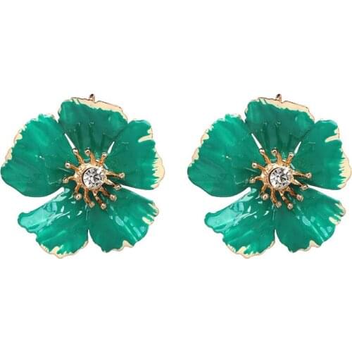 2018 New Korean Style Enamel Crystal Flower Stud Earrings For Women Fashion Summer Accessories Gift Elegant Sweet Brinco