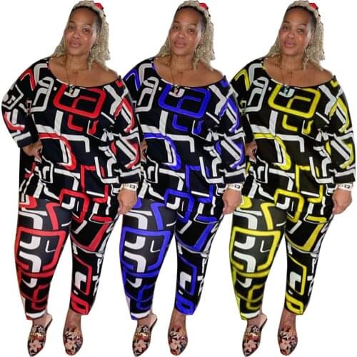 Zoctuo Printing Two 2 Piece Pants Outfits For Women Autumn Long Sleeve TShirt Top And Legging Suit Fashion Casual Trousers Sets