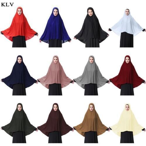 Women Extra Long Milk Fiber Muslim Arab Hijab Elegant Solid Color Islamic Prayer Lightweight Head Scarf Wrap Shawl
