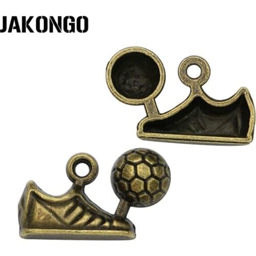 10PCS Antique Bronze Plated Zinc Alloy Football Shoes Charms Pendants for Bracelet Jewelry Making DIY Handmade Craft 15X24mm