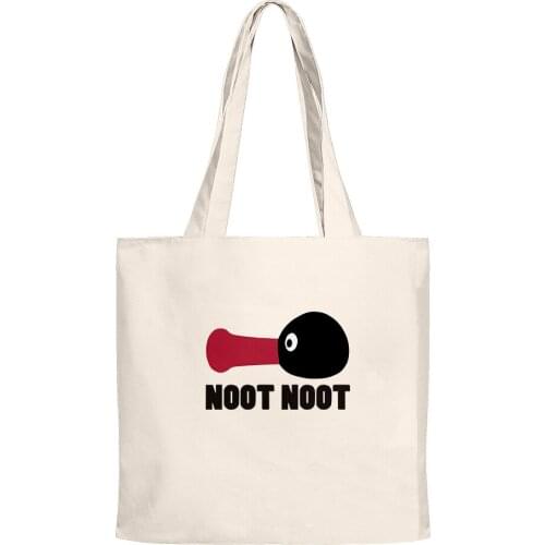 2021 noot noot Pingu Hip Hop Handbags Cloth Canvas Tote Bag 3D Print Shopping Bags Reusable Shoulder Shopper Bags Casual Pacakge