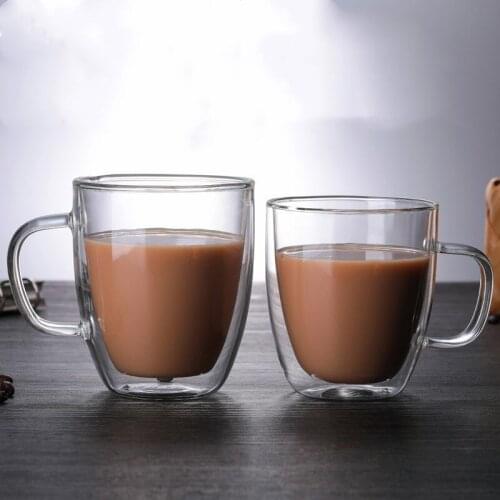 250/350/450ML Double Wall Glass Coffee Cups Clear Handmade Heat Resistant Tea Drink Cups Healthy Drink Mug Insulated Shot Glass