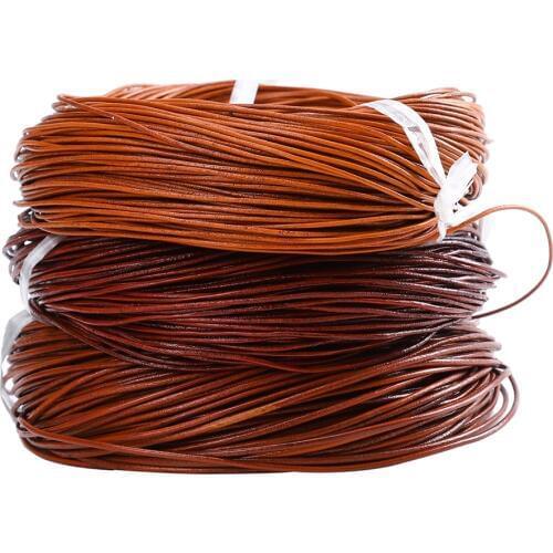 45 Meter Dia 1.5/2/3/4 MM Natural Color Real Genuine Leather Cord Round Rope String for DIY Necklace Bracelet Jewelry Cord