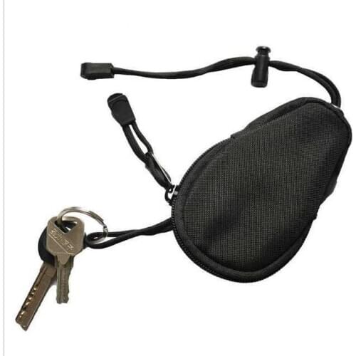 50pcs/lot Unisex Tactical Military Coin Wallet Outdoor Hiking Key Bag Mini Zipper Pocket Oxford Black Khaki with Key Rings HQ