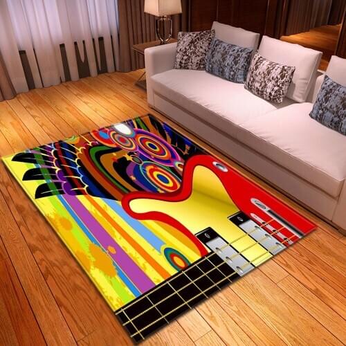 Abstract art carpet guitar music home bedroom decorative rug modern living room rug children room colorful 3D printed floor mat