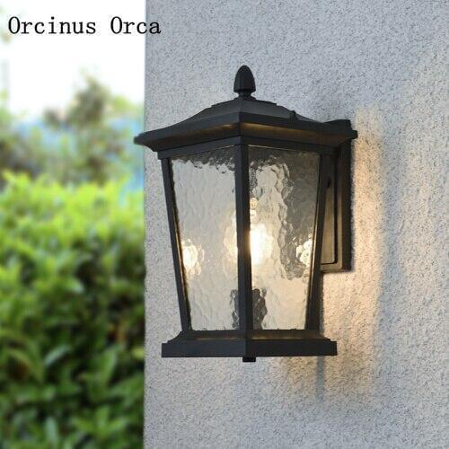 American retro LED outdoor wall lamp patio living room European creative personality bronze waterproof wall lamp