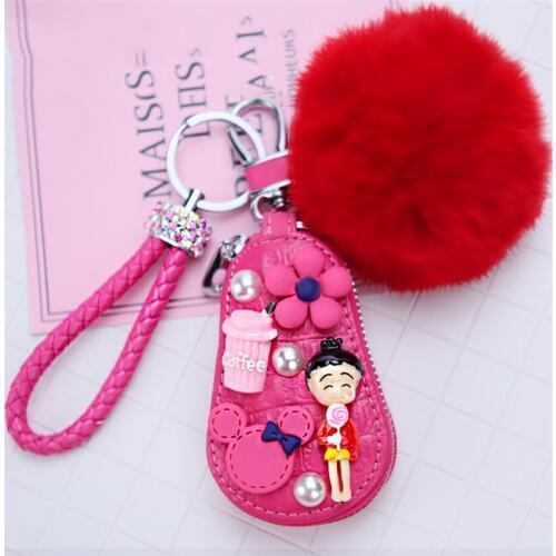 Hairball Car Keyring Key Case Cover For Mercedes Benz W203 W204 W205 Classe A W176 W177 E W211 CLA AMG GLA CLK For Girls Women