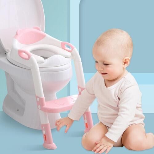 Baby Potty Training Seat Childrens Potty Baby Toilet Seat With Adjustable Ladder Infant Toilet Training Folding Seat dropship