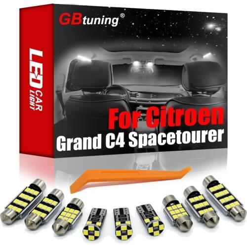GBtuning Error Free 10PCS For Citroen For Grand C4 Spacetourer 2018 2019 2020+ Car LED Interior Dome Lamp Accessories Light Kit