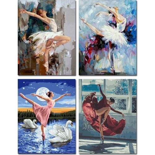 GATYZTORY 60×75cm Frame Ballet Painting By Numbers For Adults Figure Drawing On Canvas Acrylic Paints Handpainted Gift Home Wall
