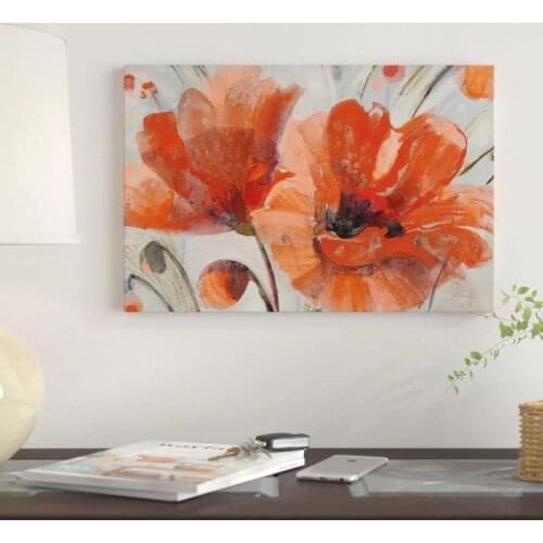 Paintings Wall Art Canvas Red Flowers Beautiful Cartoon Modular Pictures HD Print Posters No Frame For Living Room Home Decor