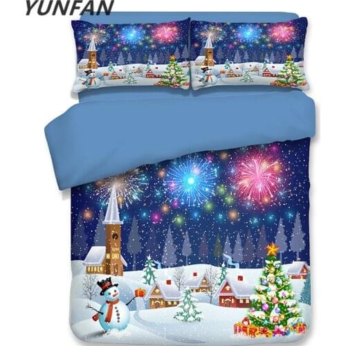 Home Decor Christmas Gift Duvet Cover Set USA Queen King Size 3D Cartoon Snowman Santa Claus Deer Print Bed Linens Bedding Sets