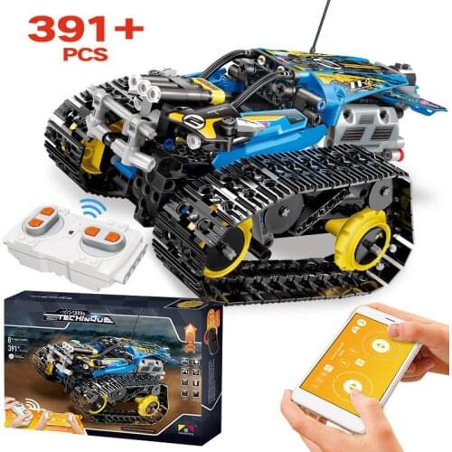 391pcs Creator APP Remote Control Car Bricks Electric RC Tracked Racer Model Building Blocks Toys For Children Gift