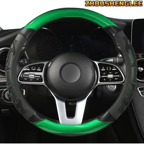 ZHOUSHENGLEE Microfiber Leather Car Steering Wheel Cover For Renaults Duster Megane 2 3 koleos Logan sandero Scenic 2