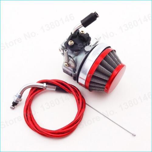 Red Gas Throttle Cable Air Filter Racing Carburetor For 80cc Push Motorized Bicycle Bike Motorcycle Dirt
