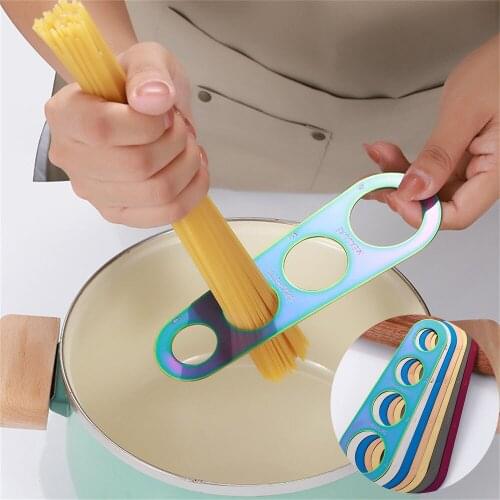 Stainless Steel Spaghetti Ruler 4 Servings Pasta Measurer Kitchen Utensils 4-Hole Cooking Supplies Control Easy-to-Clean Tools