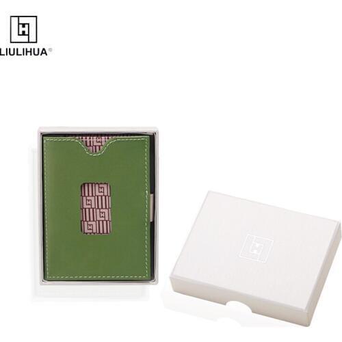 LIULIHUA Fashion Male Travel Wallet Genuine Leather Trifold Short Luxury Purse LLH Mini Card Holder with Stainless Steel Buckle