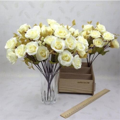 Best Selling Beautiful Rose Peony Artificial Silk Flowers Small White Bouquet Home Party Winter Wedding Decoration Fake Flowers