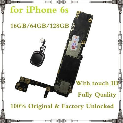 Good Tested 16GB 32GB 64GB 128GB for iphone 6s Mainboard with / without Touch ID Original unlocked for iphone 6S Motherboard