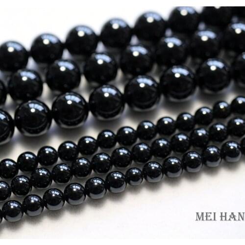 Meihan Free shipping (2 strands/set) Natural 4mm black spinel smooth round loose beads for jewelry making design or gift