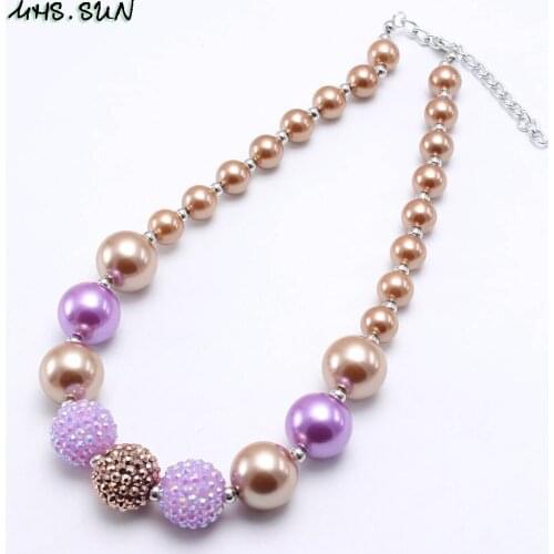 MHS.SUN New Chunky Beads Necklace Jewelry For Child/Kids/Girls Bubblegum Chunky Necklace Handmade Party Accessories 1Pcs