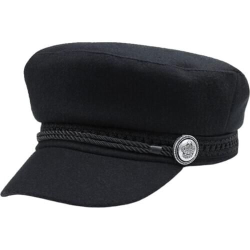 2020 Fashion Unisex Berets Cotton Casual Vintage Winter Hats Hinged Button Stylish Retro Metal Ornament Hat French Wool Berets