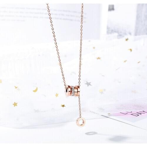 Fashion Jewelry AAA Zircon Pendants Necklaces For Women Rose Color Clavicle Necklace Girls Pendant Jewelry Accessories