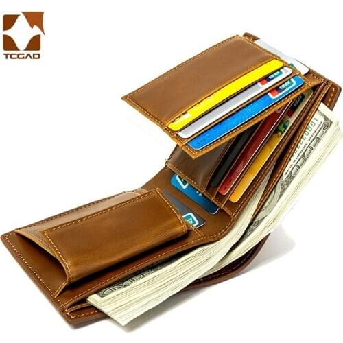 Men Wallets Luxury Black Leather Bifold Short Wallet for Men Hasp Slim Standard Purse Male billetera hombre Clutch Money Bag