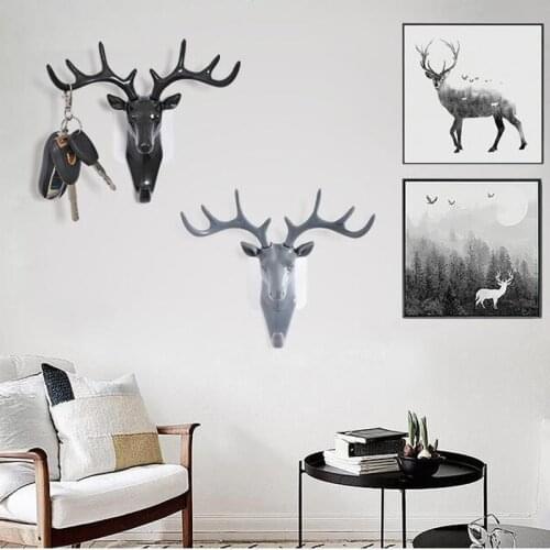 Wall Hanging Hook Vintage Deer Head Antlers for Hanging Clothes Hat Scarf Key Deer Horns Hanger Rack Wall Decoration