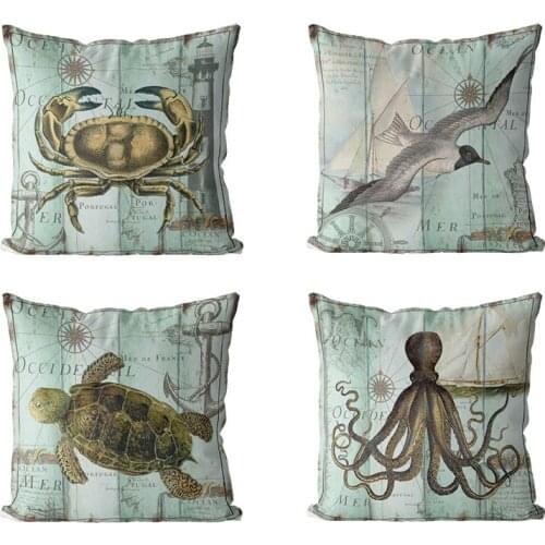 Turtle Pillow Case Sea Style Octopus Pattern Polyester Throw PillowCase Home Sofa Bed Car Dorm Couch Decorative Pillowcase