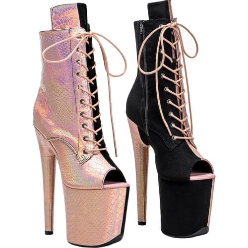 Leecabe 20CM/8inches Pole dancing shoes High Heel platform Pole Dance boot