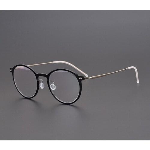 The new German craft retro round frame glasses frame no screws no solder joints ultra-light frame customized prevent blue myopia
