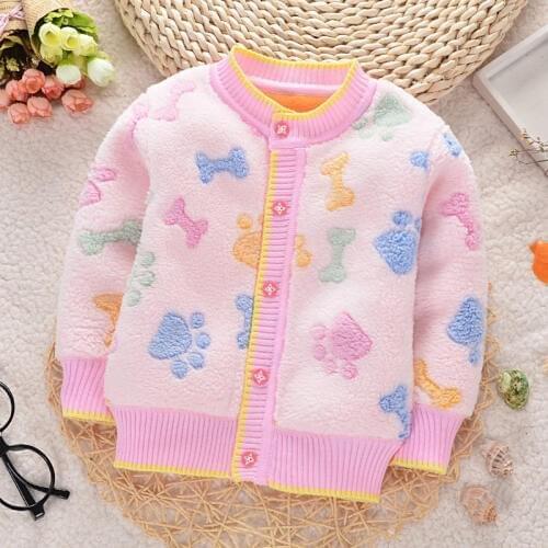 In the autumn and winter of 2018 babys thickening sweater, the boy girl sweater cardigan jacket