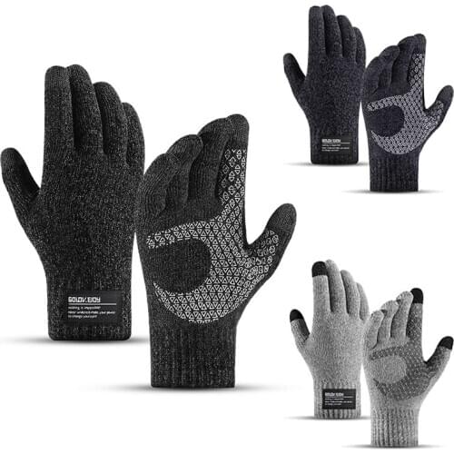 Autumn Winter Touch Screen Knitted Gloves Men Women Outdoor Riding Non-Slip Windproof Thickened Plus Velvet Warm Business Gloves