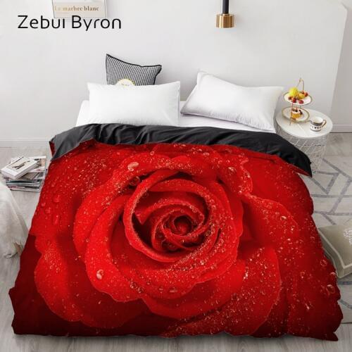 3D Print Custom Duvet Cover,Comforter/Quilt/Blanket case 220x240/200x200/Queen/King,Bedding for wedding Red Rose,drop ship