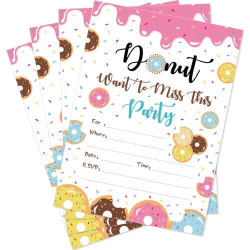 Donuts Party Favors Decorations Pink Weeding Invitations Cards Sweet Girls Birthday Party Invitation Baby Shower Party Supplies