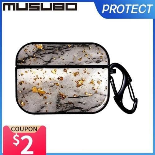 Musubo Luxury Case For ArPods Pro 3 Cover Gold Leaf Bcack Casing Funda Girls Protect Coque Airpod 1 Fashion Hoesje Shockproof